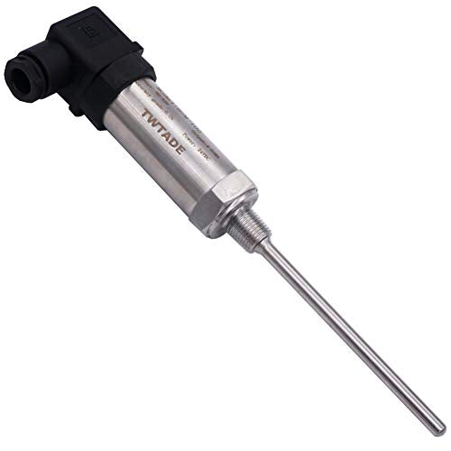 TWTADE Industrial Temperature Sensor Temperature Transmitter -50°C~+150°C, 2-Wire 4-20mA Signal Output 1/4" NPT, Male Thread, Probe Rod Length: 100MM