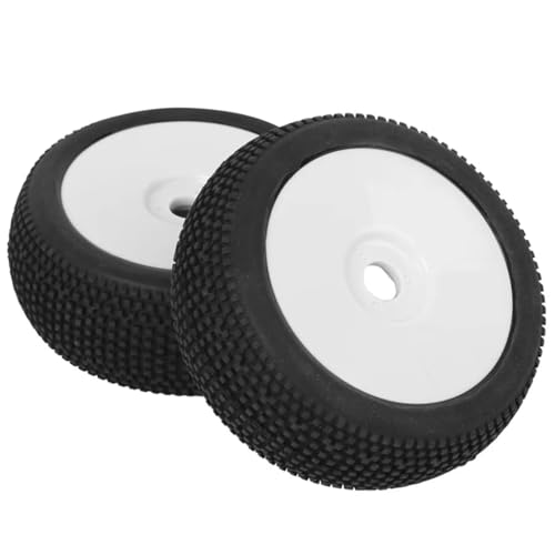 Parts For 1/8 Truck Off-Road Model 2Pcs RC Rubber Tires 17mm Hex Wheel Hub Spare Part Tire Remote Control Crawler Car(White) - color: White