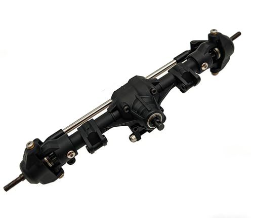 Nylon Front Rear Axle Set with Steel Reverse Bevel Gear for 1/10 RC Crawler SCX10 II 90046 47 R-G-T 86100 Upgrade Part(Black