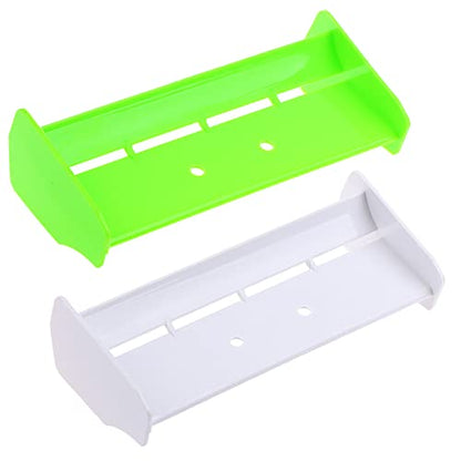 2Pack 1:10 Scale RC Plastic Rear Spoiler Tail Wing for 1/10 Scale RC Racing Car Off-Road Buggy Truck Accessories for HPI KYOSHO HSP 94106 94107 94166 06021 (White Green) - color: White Green