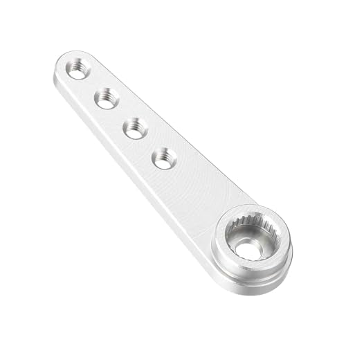 MECCANIXITY 6 Pcs Aluminum Servo Horn Long 25T 25 Teeth Steering Arm 37mm Length Silver Suitable for DIY RC Car/Boat/Airplanes Boat Model Accessories - color: Silver