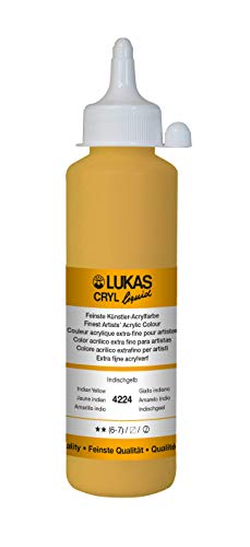 Lukas Cryl Liquid Soft Body Acrylic Paints for Painting - Professional Low Viscosity - 250 ml Bottle Indian Yellow - color: Indian Yellow