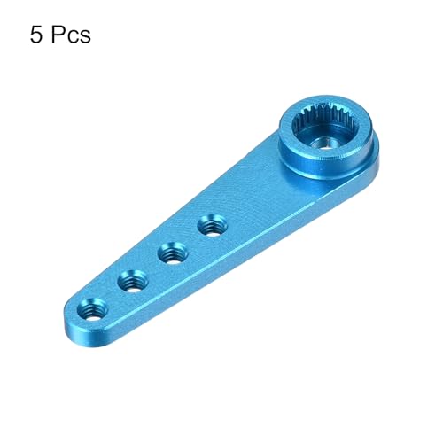 MECCANIXITY 5 Pcs Aluminum Servo Horn Long 25T Steering Arm 37mm Length Blue Suitable for DIY RC Car/Boat/AirplanesBoat Model Accessories - color: Blue