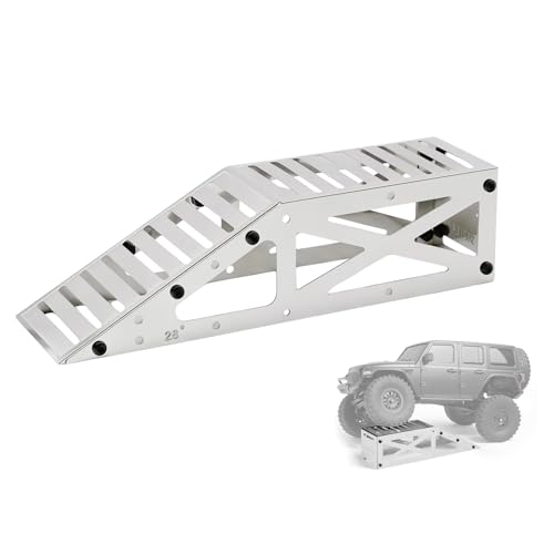 RC Crawler Ramp Obstacle for 1/18 1/24 RC Cars, Stainless Steel Rock Crawler Climbing Ramp Track Accessory with Hex Wrench (Silver) - color: Silver