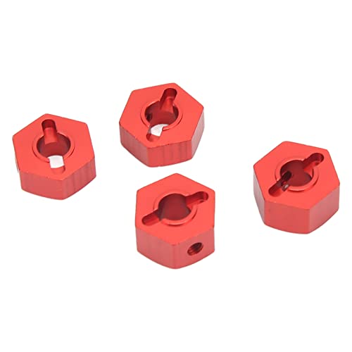 plplaaoo 4Pcs RC Wheel Hub, 14mm RC Wheel Hex, Aluminium Alloy 14mm Diameter 5.5mm 7mm Thickness Accessory Set Kit for Traxxas 1/10 Slash 4x4 Rustler Stampede Slash 2WD (red) - color: Red
