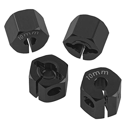 Aluminum Alloy 12mm Wheel Hex Hub Drive Adapters with Pins Screws Compatible with Axial SCX10 HSP HPI Tamiya Redcat 1/10 RC Crawler Car (10mm, Black) - color: Black, size: 10mm