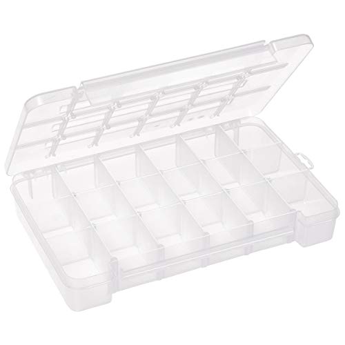 Akro-Mils 05905 Plastic Portable Parts Storage Case for Hardware and Crafts with Hinged Lid and 5 Adjustable Dividers, (14-3/8-Inch x 9-1/2-Inch x 2-1/2-Inch), Large, Clear - size: Large, style: 1-Pack