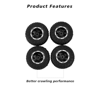 FCX24 Wheels and Tires 1.0 Beadlock Wheels 50MM Soft Sticky Tires with Brass Counterweight Ring for Axial SCX24 FMS FCX24M FCX24 Upgrades 1/24 RC Crawler - style: 160g