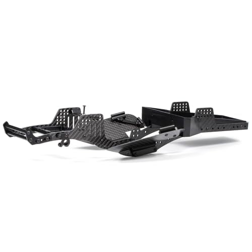 H4 1/10 Carbon LCG Chassis Kit with Injection Molded Rear Trunk Bucket, Sliders Delrin Skid Plate, Dual Servo Mount for SCX10 AR44 AR45 Capra F9 TRX4