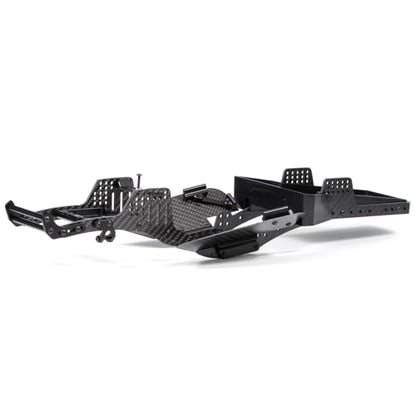 H4 1/10 Carbon LCG Chassis Kit with Injection Molded Rear Trunk Bucket, Sliders Delrin Skid Plate, Dual Servo Mount for SCX10 AR44 AR45 Capra F9 TRX4