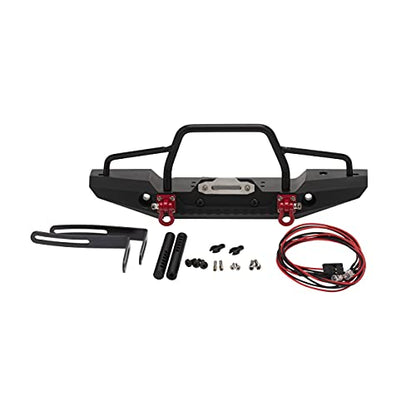 RC Model Metal Front Bumper with 2 LED Light - Compatible with 1/10 RC Crawler Car Traxxas TRX4, Axial SCX10 Upgrade Parts