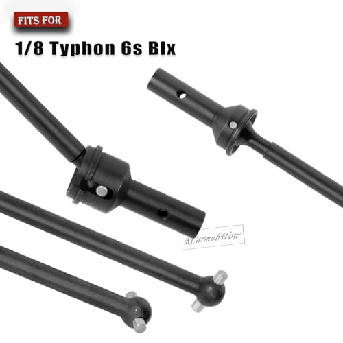 RC Axles Widen Driveshafts Upgrades Part for 1/8 Typhon 6S,Steel #45 Front Rear Drive Shafts,Center CVD Dogbone,Diff Outdrives,Black - color: Black(6pcs)