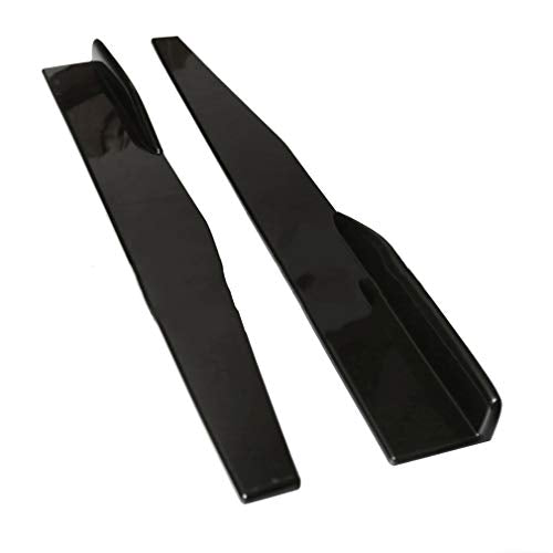 Universal Car Front Bumper Lip Spoiler Body Kits + 29"/74.5CM Side Skirt Extension Rocker Panel Body Kit + 14"/35CM Auto Rear Bumper Lip Diffuser (69''-73'' Black) - color: 69"-73" Black