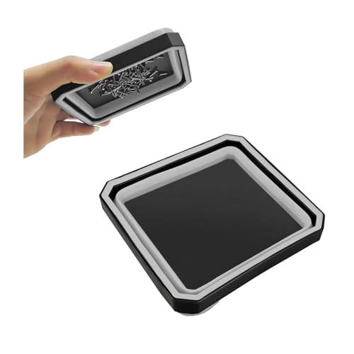 Collapsible Magnetic Parts Tray Set, Silicone Foldable Square Tool Bowls for Screw, Nuts & Small Metal Parts, Dual-Sided Magnet Base Auto Tool Organizer, Universal for Vehicles (Gray) - color: Gray