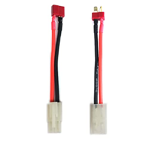 DEVMO 2 Pairs 14AWG Ta-Miya Style Connector to D-eans T Style Plug Cable Adapter Connector Compatible with RC ESC Speed Controller Lipo/NiMH Battery Charging