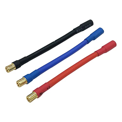3pcs/Set 6.5MM Bullet Male to Female 10AWG 10CM ESC Extension Cable for RC Car Boat Brushless Motor ESC (6.5mm Male to 6.5mm Female) - style: 6.5mm male to 6.5mm female