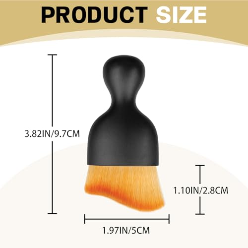 1Pcs Auto Soft Hair Brush Advanced Car Interior Detailing Brush for Dashboard Air Vent Gaps Dust Removal and Cleaning of Leather Surfaces Widely Used, Black handle, yellowish-brown bristles - color: Yellow