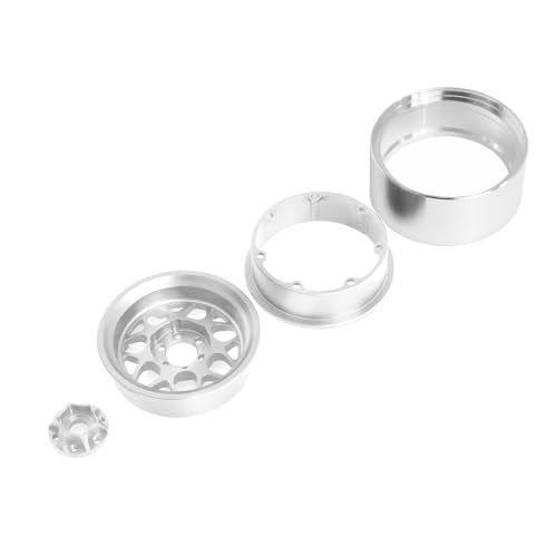 REDSPIDER 2.2 Beadlock Wheels（4PCS） Aluminum 2.2 Wheels for 1/10 RC Rock Crawler Car Axial Wraith RR10 SCX10 II III 90046 TRX4 TRX6 YETI D90 CC01 RC Crawler Car Upgrade Parts (Silvery)