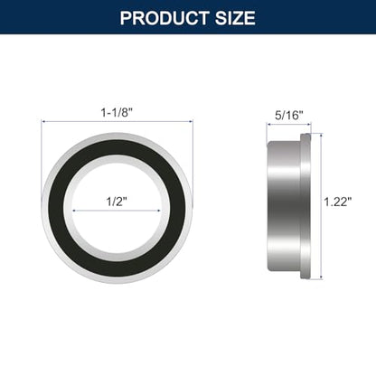 FR8-2RS Flanged Ball Bearing, ID 1/2 x OD 1-1/8" x Width 5/16" Miniature Bearings, Double Rubber Sealed Deep Groove Bearings, Pre-Lubricated (GCr15) Chrome Steel 4pcs - size: FR8-2RS 1/2x1-1/8"x5/16"