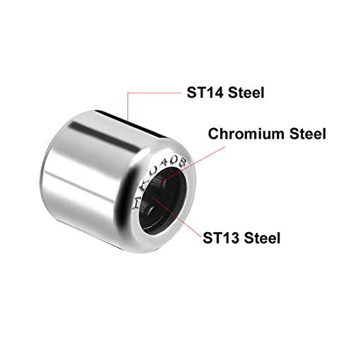 uxcell HK0408 Drawn Cup Needle Roller Bearings, Open End, 4mm Bore Dia, 8mm OD, 8mm Width (Pack of 10) - size: 4x8x8mm