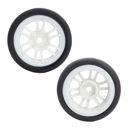 Pre-Mounted On-Road Drift Racing Wheel Tire Set Direct Pin Mount for 1/24 LOSI Micro-B WLtoys 244016-4PCS Rims Hub with Tires (White) - color: White