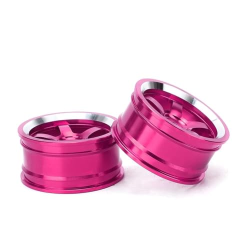 HERCHR RC Wheel Hub, 4Pcs Aluminum Alloy Wheel Rim Hub Accessory Parts for HSP94123 1/10 RC Drift Crawler Car - color: Pink