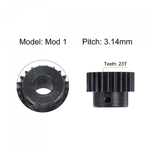 uxcell 1Mod 23T Pinion Gear 8mm Bore Hardened Steel Motor Rack Spur Gear with Step for RC Car Truck Buggy Gear Drive