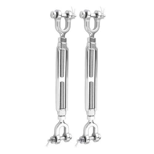 3/8 Turnbuckle Heavy Duty 304 Stainless Steel Turnbuckle Tensioner, 3200 lbs Working Load Limit, Jaw and Jaw Turnbuckles for Cables Wire Shade Sail Deck Ground Anchor (2PCS) - size: 3/8"(M10)-2PCS