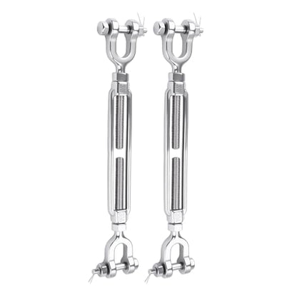 3/8 Turnbuckle Heavy Duty 304 Stainless Steel Turnbuckle Tensioner, 3200 lbs Working Load Limit, Jaw and Jaw Turnbuckles for Cables Wire Shade Sail Deck Ground Anchor (2PCS) - size: 3/8"(M10)-2PCS