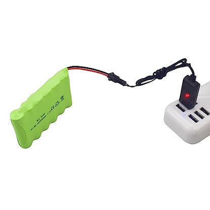 2PCS AA 7.2V 2800mAh Rechargeable Battery with SM-2P Plug and 2PCS USB Charging Cable for Huina 1550 550 Remote Control Excavator, Truck, Engineering Vehicle TR-211 RC Toys Spare Batteries
