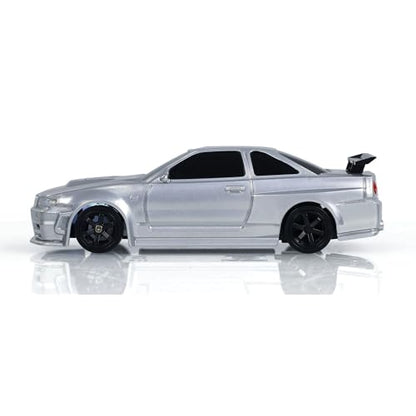 TOUCAN RC HOBBY 1/43 Ready to Run Race Car Gyro Drift Car 4WD Traffic Cones Mini for Ages 14+ - color: Silver