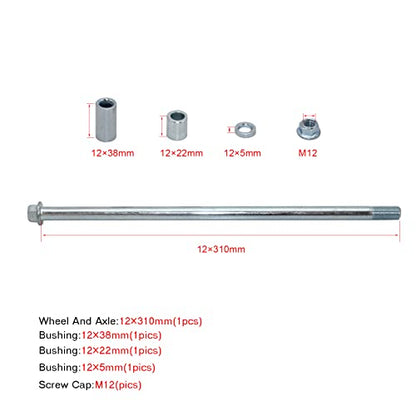 Minho 12mm 310mm Front Rear Axle with Bushing 5mm 22mm 38mm Fit for PIT PRO Dirt Bike Scooter QUAD ATV - size: 12-310mm