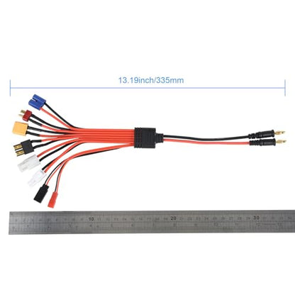 RC Lipo Battery Charger Adapter Connector Splitter Wire 8 in 1 – Universal Connector to XT60/ 4.0mm Banana Plug Lead Cable for TRX, T-Plug, Futaba, Tamiya Mini, XT60, EC3, JST,Tamiya (4.0mm Banana)