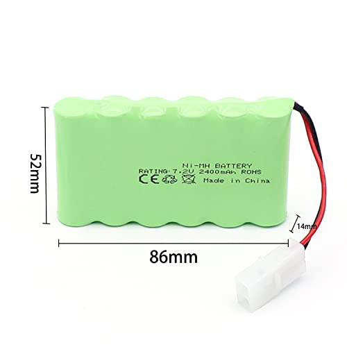7.2V 2400mAh Ni-MH Battery with Tamiya Connector for RC Car Remote Toy | Electric Toy Truck, Construction-Dumper Remote Control, AA Battery, USB Charging Cable, KET Tamiya Connector, Fits RC dumper