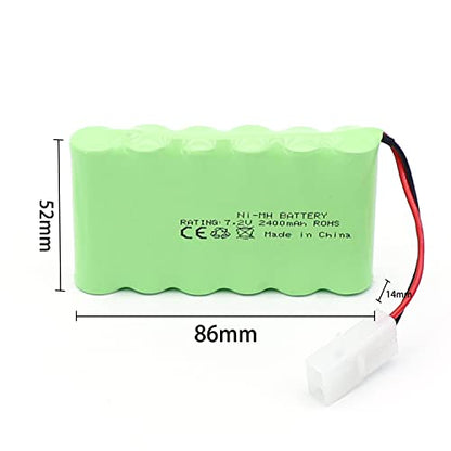 7.2V 2400mAh Ni-MH Battery with Tamiya Connector for RC Car Remote Toy | Electric Toy Truck, Construction-Dumper Remote Control, AA Battery, USB Charging Cable, KET Tamiya Connector, Fits RC dumper