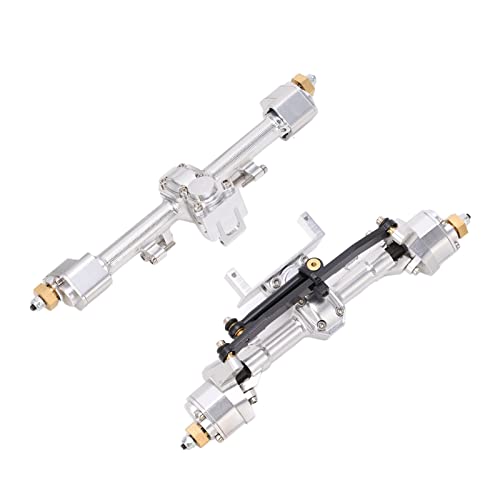 RC Car Portal Axle, CNC Aluminum Alloy Gear Assembly for Axial SCX24 1/24 Upgrade, Metal Front Rear Axle Set for Off Road Crawlers - color: Silver