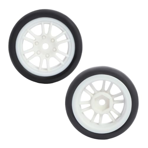 4PCS Finished Flat Running Drift Tires and Wheels 7MM Hexagon for 1/24 Losi Micro B Upgrades and 1/28 Losi Micro T Upgrades (b White) - color: B White
