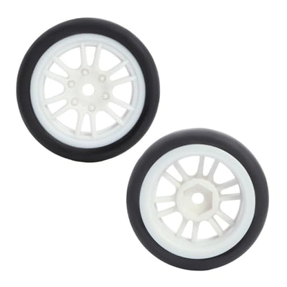4PCS Finished Flat Running Drift Tires and Wheels 7MM Hexagon for 1/24 Losi Micro B Upgrades and 1/28 Losi Micro T Upgrades (b White) - color: B White