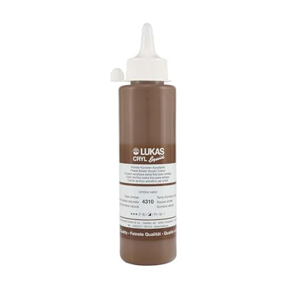 Lukas Cryl Liquid Soft Body Acrylic Paints for Painting - Professional Low Viscosity - 250 ml Bottle Raw Umber - color: Raw Umber