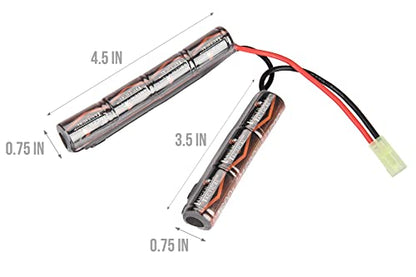 Lancer Tactical Two Pack of 8.4V 1600mAh NiMH Nunchuck Battery, Stick/Butterfly Pack with Mini Tamiya Connector