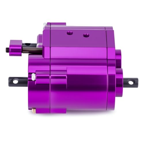 Dual Speed Transfer Case Gearbox Transmission Box for Axial SCX10 RC4WD D90 1/10 RC Crawler Car Upgrade Parts (Purple) - color: Purple