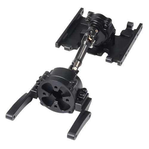 Metal Front Planetary Gearbox Transfer Case Transmission Drive Shaft Skid Plate Set for 1/10 RC Rock Crawler SCX10 II 90046 Chassis Metal Prefixal Gearbox Upgrade (Black) - color: Black