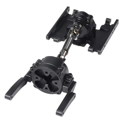 Metal Front Planetary Gearbox Transfer Case Transmission Drive Shaft Skid Plate Set for 1/10 RC Rock Crawler SCX10 II 90046 Chassis Metal Prefixal Gearbox Upgrade (Black) - color: Black