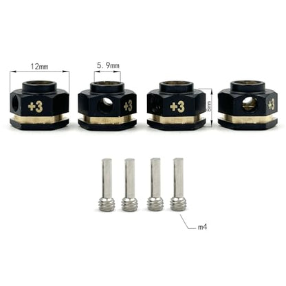 12mm Wheel Hex Hub Extension Adapters for TRX4 TRX6 RC Crawlers, CNC Machined Brass Wheel Spacers (8mm) - style: 8mm