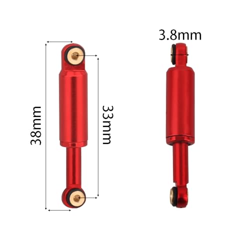 Built-in Spring Front Rear Shock Absorbers Set For 1/24 Axial SCX24 LOSI Micro-B 2WD Buggy LOS00007 Rc Crawler Car Parts Metal Upgrade (red) - color: red
