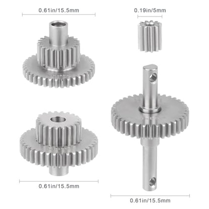 1/18 Stainless Steel Transmission Gear Set Compatible with 1/18 RC Crawler TRX-4M Bronco/Defender/F-150 Upgrades(9.7:1)