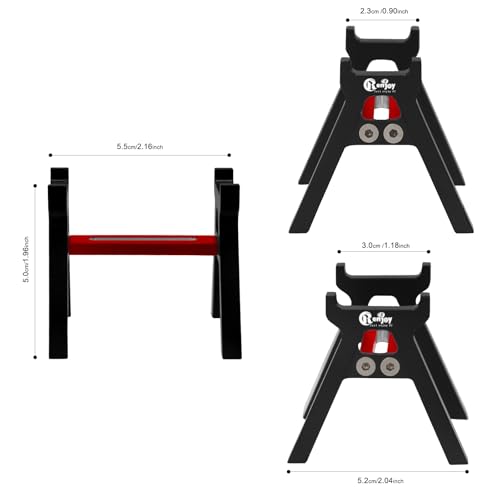 RC Car Stand Aluminum Alloy RC Car Static Display Stand RC Work Stand for 1/18 1/24 TRX4M FCX18 SCX24 FCX24 RC Car Upgrade Parts (Black) - color: Black