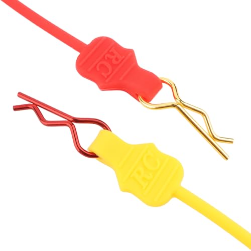 1.0mm RC Cars Body Clips with Pull Tabs for Universal 1/14 1/16 1/18 SCX24 Remote Control Car Compatible with Redcat HPI Himoto HSP Exceed Truck Buggy(8 Pieces, Yellow & Red) - color: Yellow & Red, size: 1.0mm