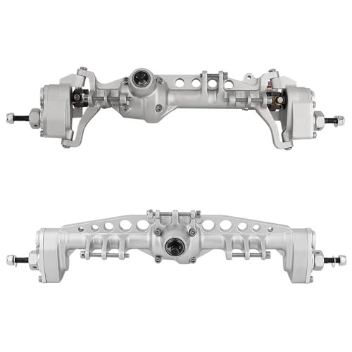CNC Metal Front and Rear Portal Axles for 1/10 RC Crawler Car Axial SCX10 III AXI03006 AXI03007 Wrangler JL AR45 Axle Upgrade Part (Silver)