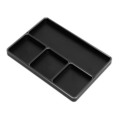 RC Repair Screw Tray, Aluminum Alloy 4 Grids Screw Tray with Magnetic Pad for 1/10 1/8 RC Car Airplanes Helicopters, Durable Tool Tray for Model Screws and Small Parts (Black) - color: Black